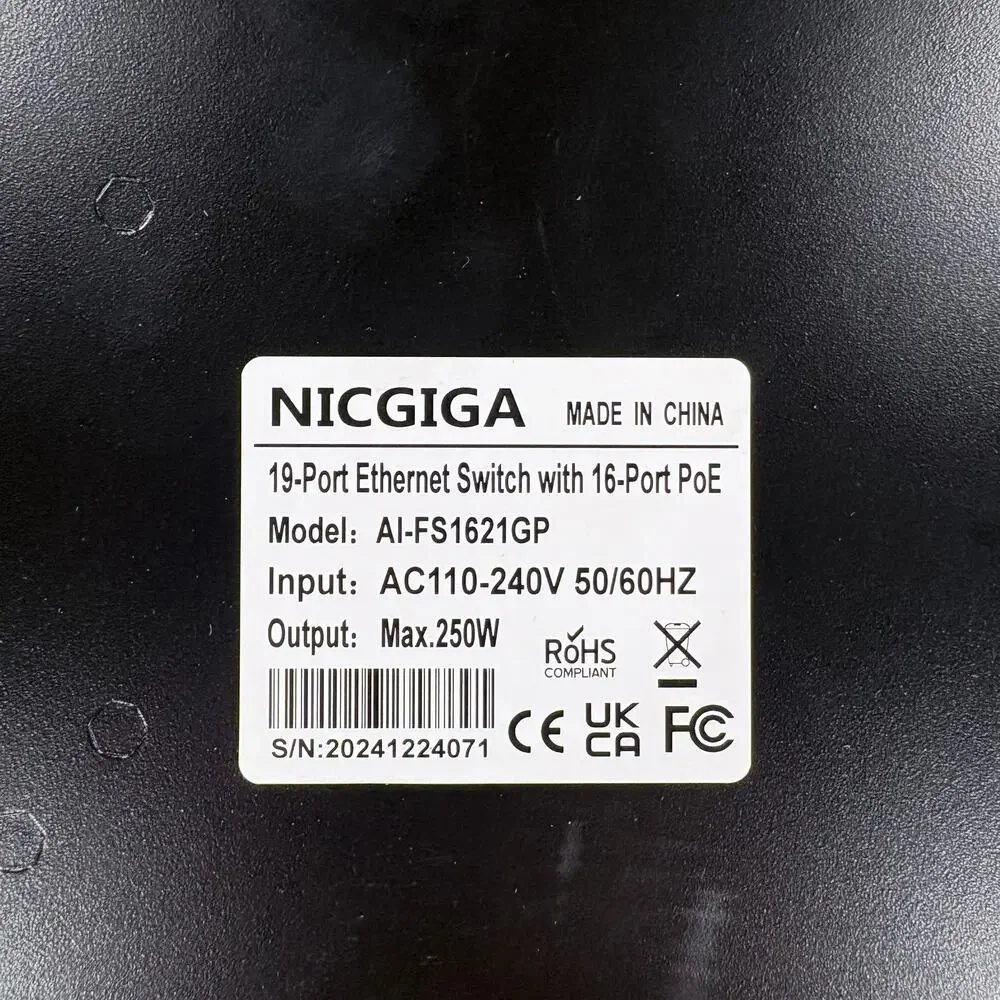 NICGIGA 19 Port Network Power Over Ethernet‎ Switch, VLAN Mode.